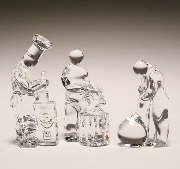 Three Swedish Orrefors glass figures