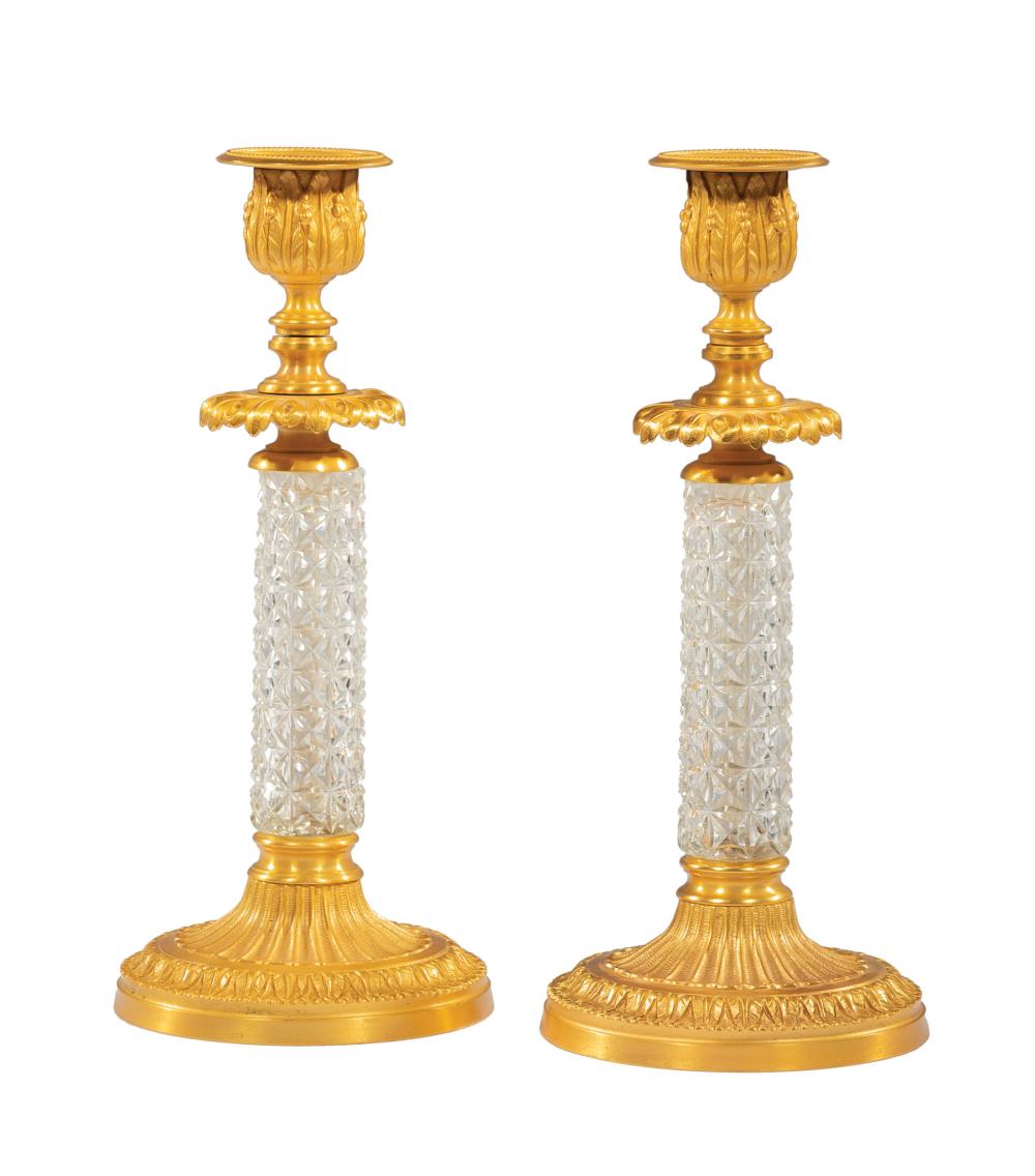 FRENCH-STYLE GILT BRONZE CUT CRYSTAL