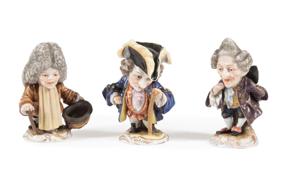 CONTINENTAL POLYCHROME PORCELAIN FIGURESFourteen