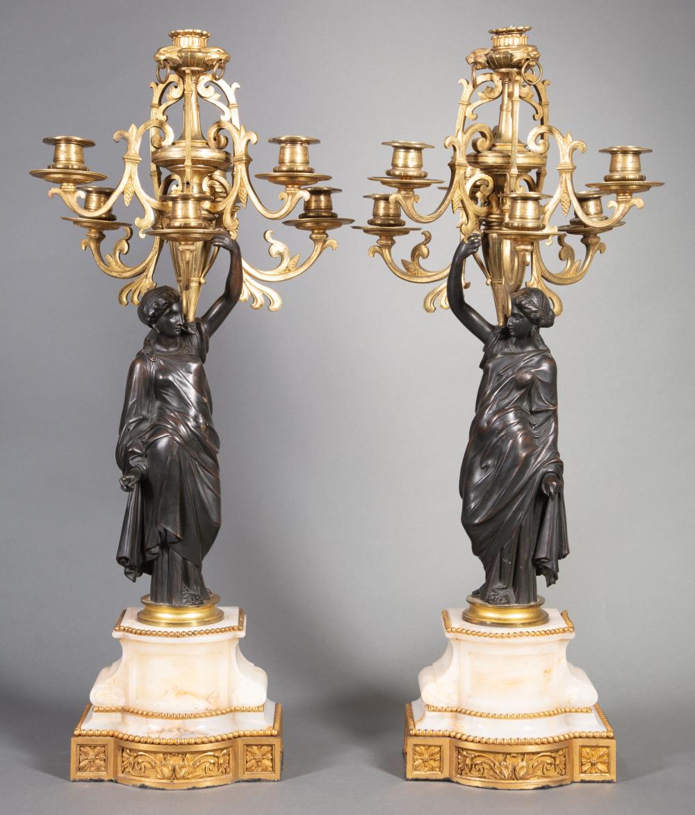 FRENCH GILT, PATINATED BRONZE FIGURAL