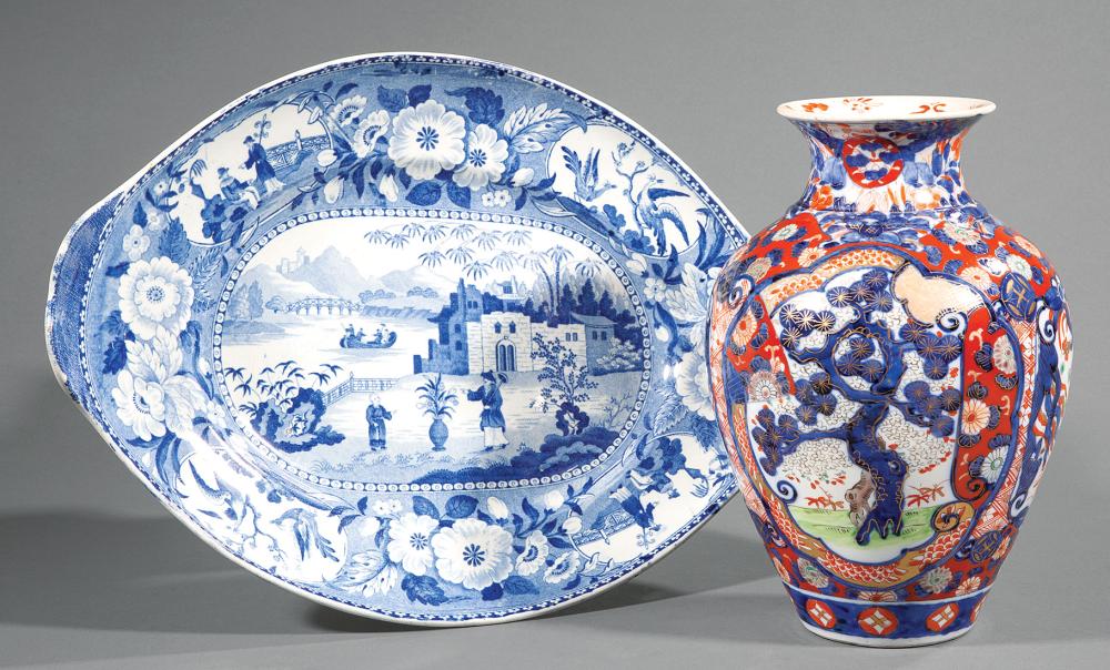 IRONSTONE PLATTER & JAPANESE PORCELAIN