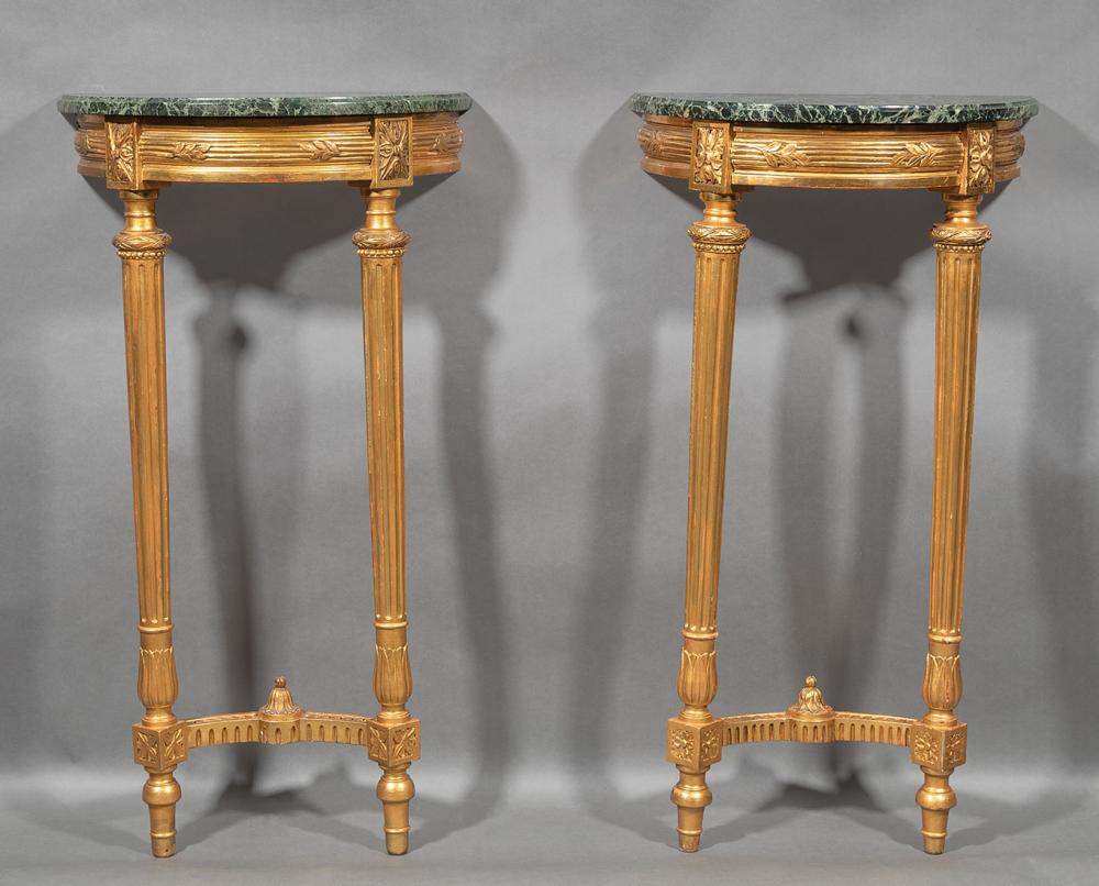 LOUIS XVI-STYLE CARVED GILTWOOD DEMILUNE