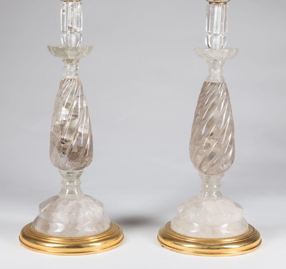 PAIR OF CONTEMPORARY ROCK CRYSTAL LAMPSPair