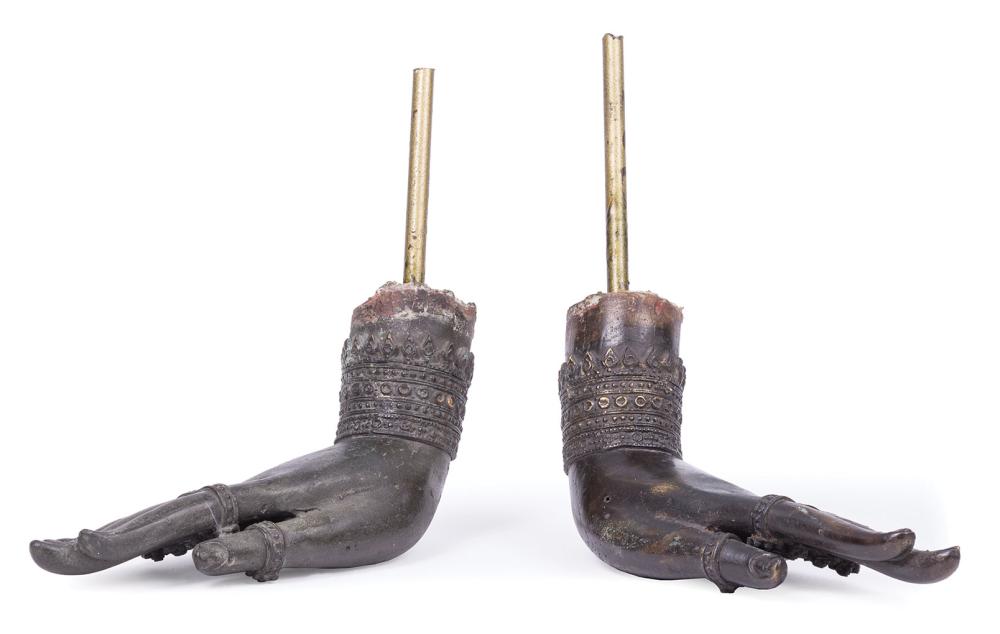 PAIR OF THAI BRONZE HANDS OF BUDDHAPair