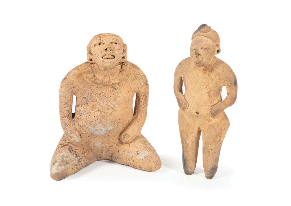 TWO PRE-COLUMBIAN CLAY EFFIGY FIGURESTwo