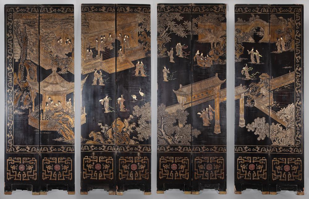 CHINESE CARVED AND PAINTED LACQUER