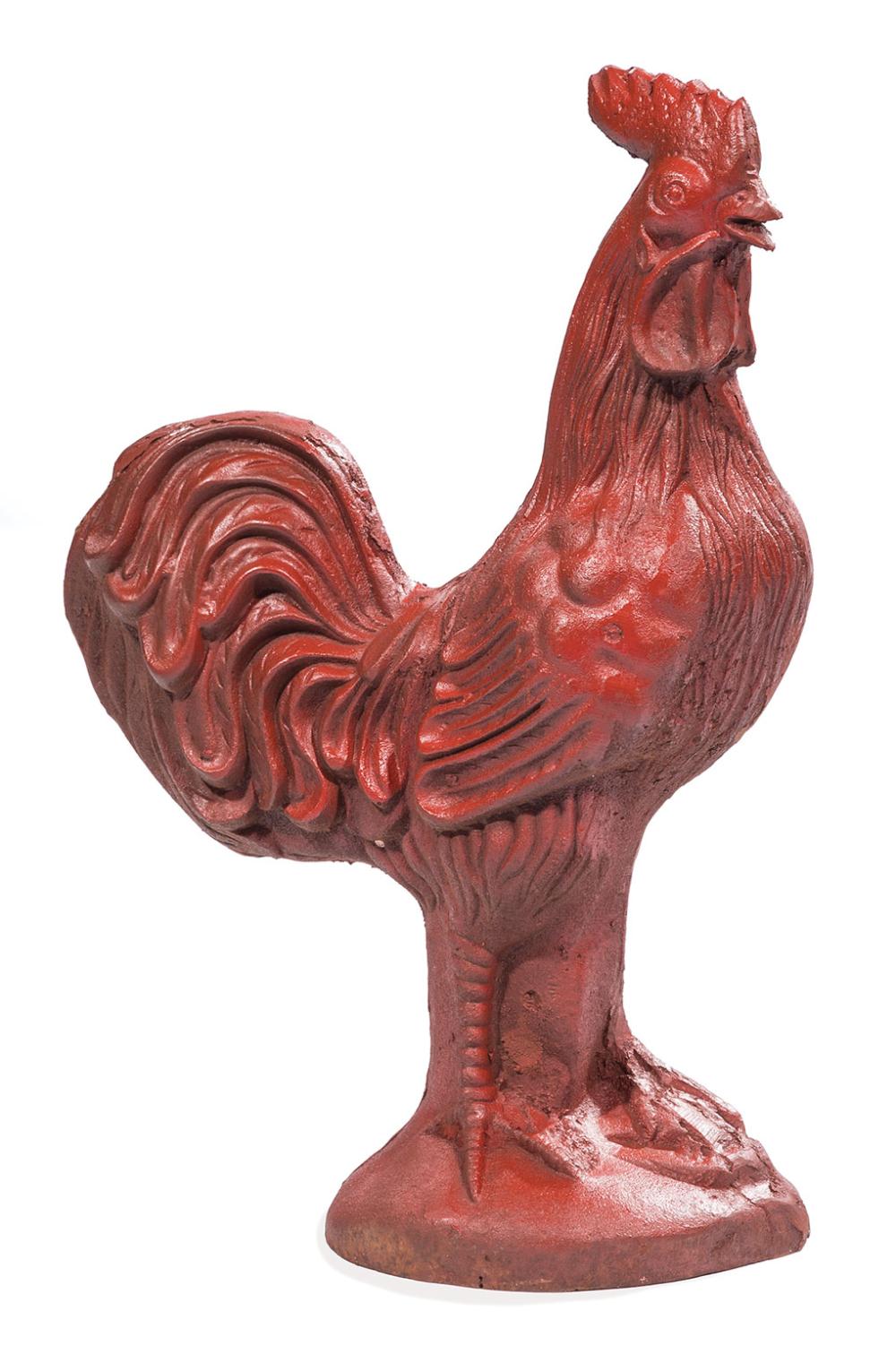 CAST IRON GARDEN FIGURE OF A ROOSTERCast