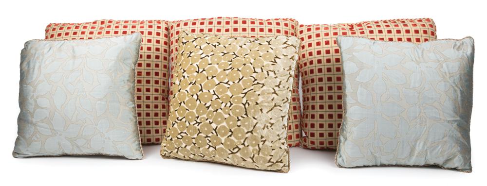 SIX CONTEMPORARY SILK PILLOWSSix