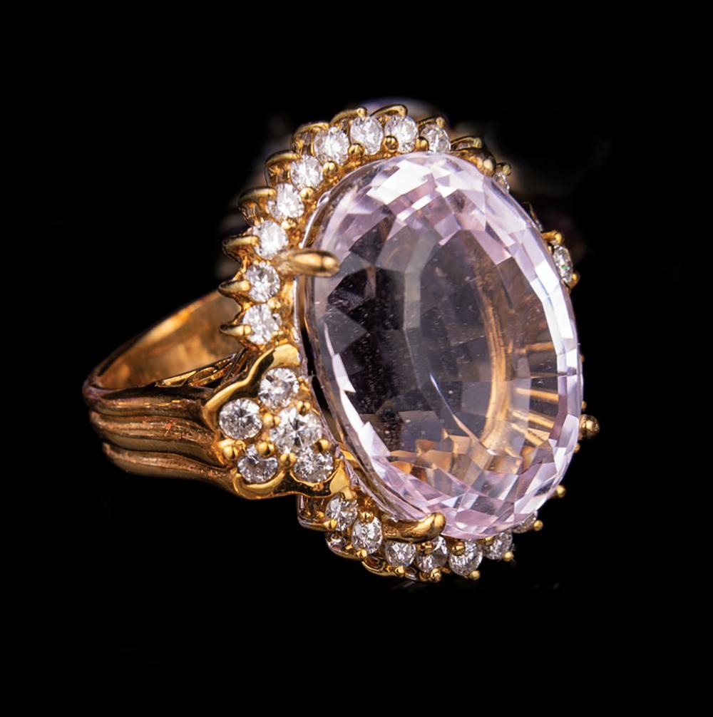 YELLOW GOLD KUNZITE AND DIAMOND 31cb09