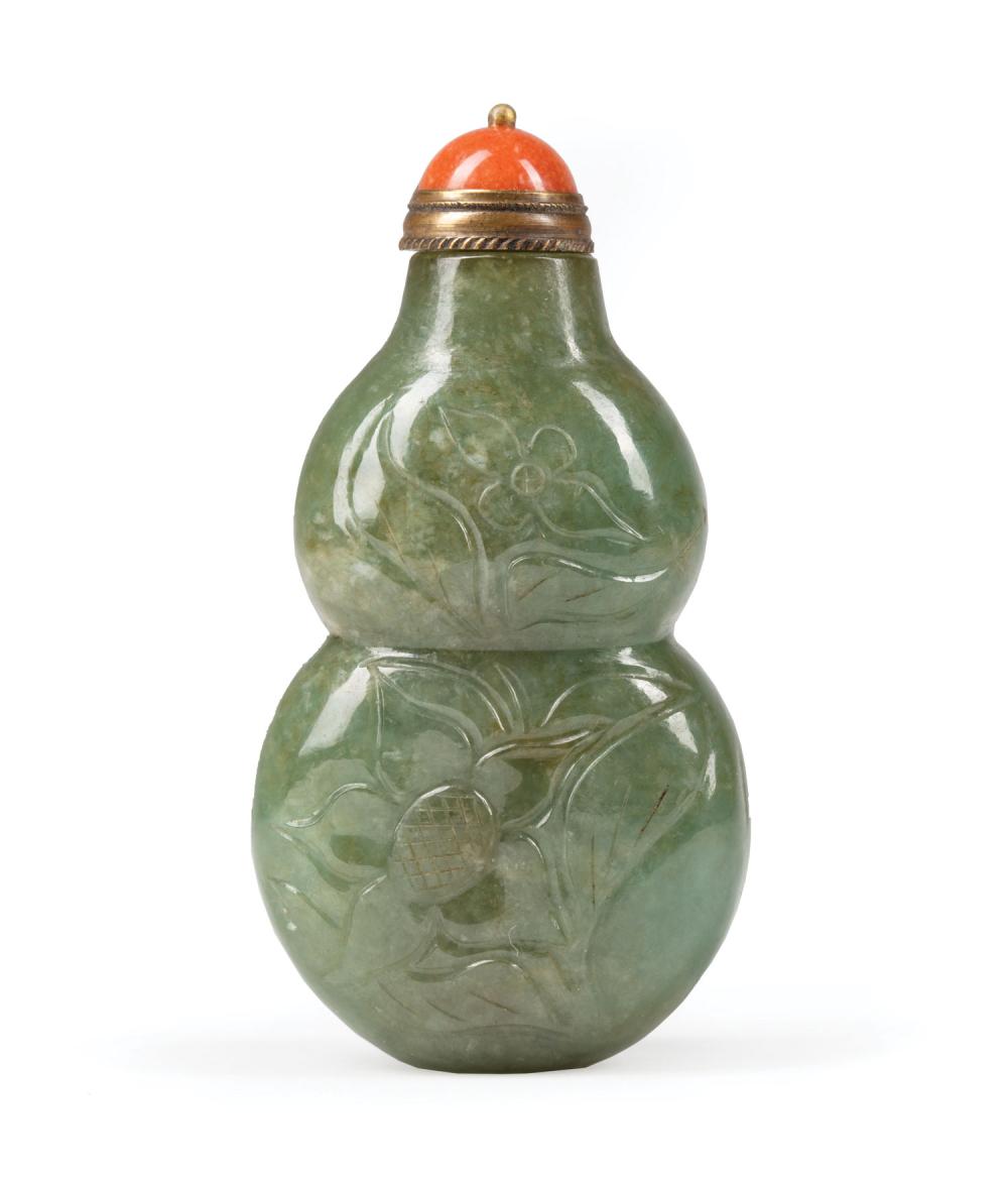 CHINESE GREEN JADE DOUBLE GOURD 31cb12