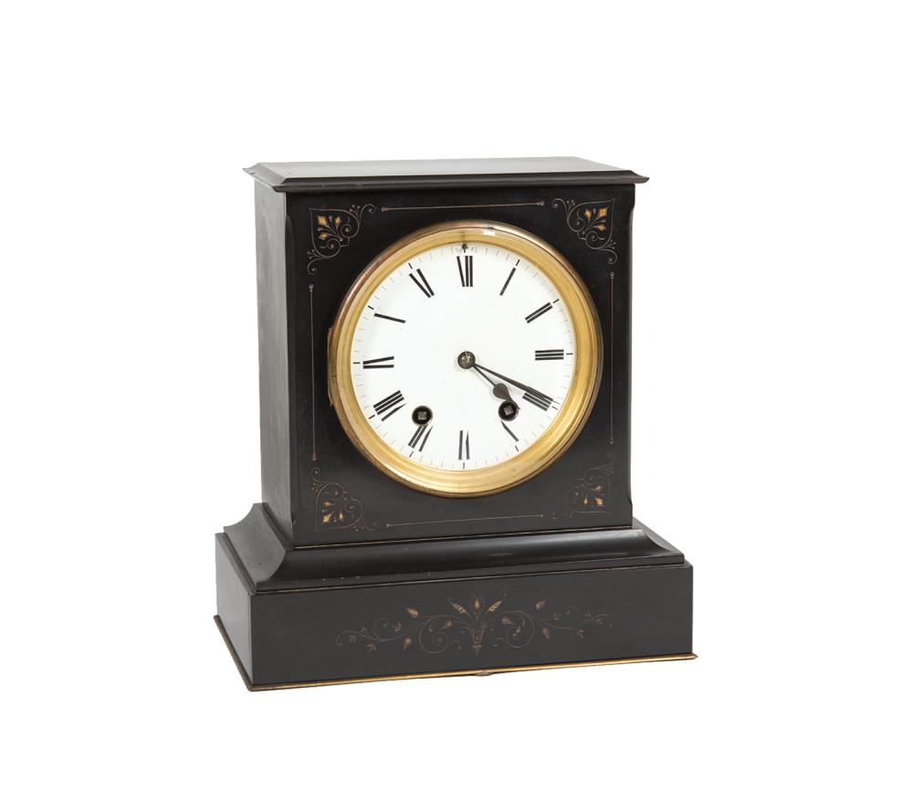 FRENCH BLACK MARBLE MANTEL CLOCKFrench 31cbed