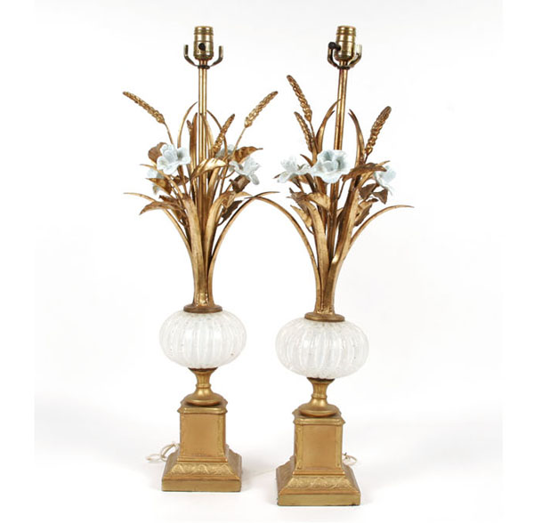 A pair of gilt Italian lamps with