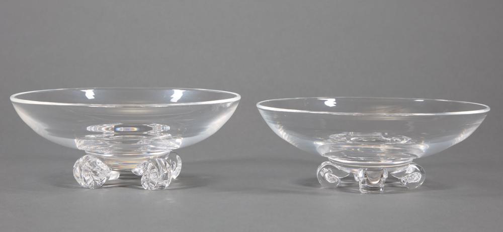 PAIR OF STEUBEN GLASS "LOW FOOTED"
