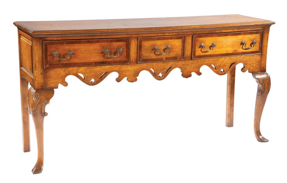 QUEEN ANNE-STYLE OAK AND INLAID