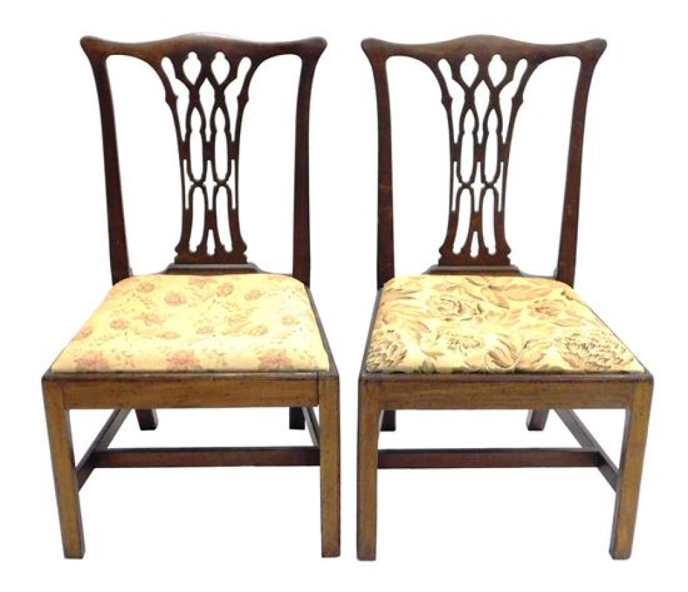 PAIR OF CHIPPENDALE SIDE CHAIRS,