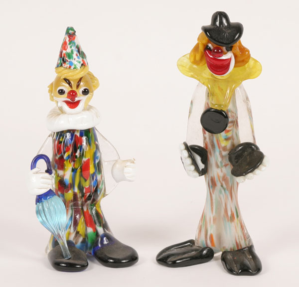 Two Venetian art glass clowns, paper