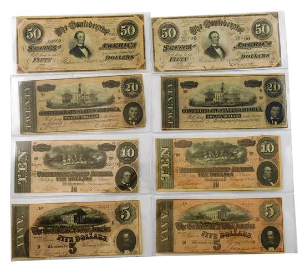  EIGHT CONFEDERATE BANK NOTES  31ccd0