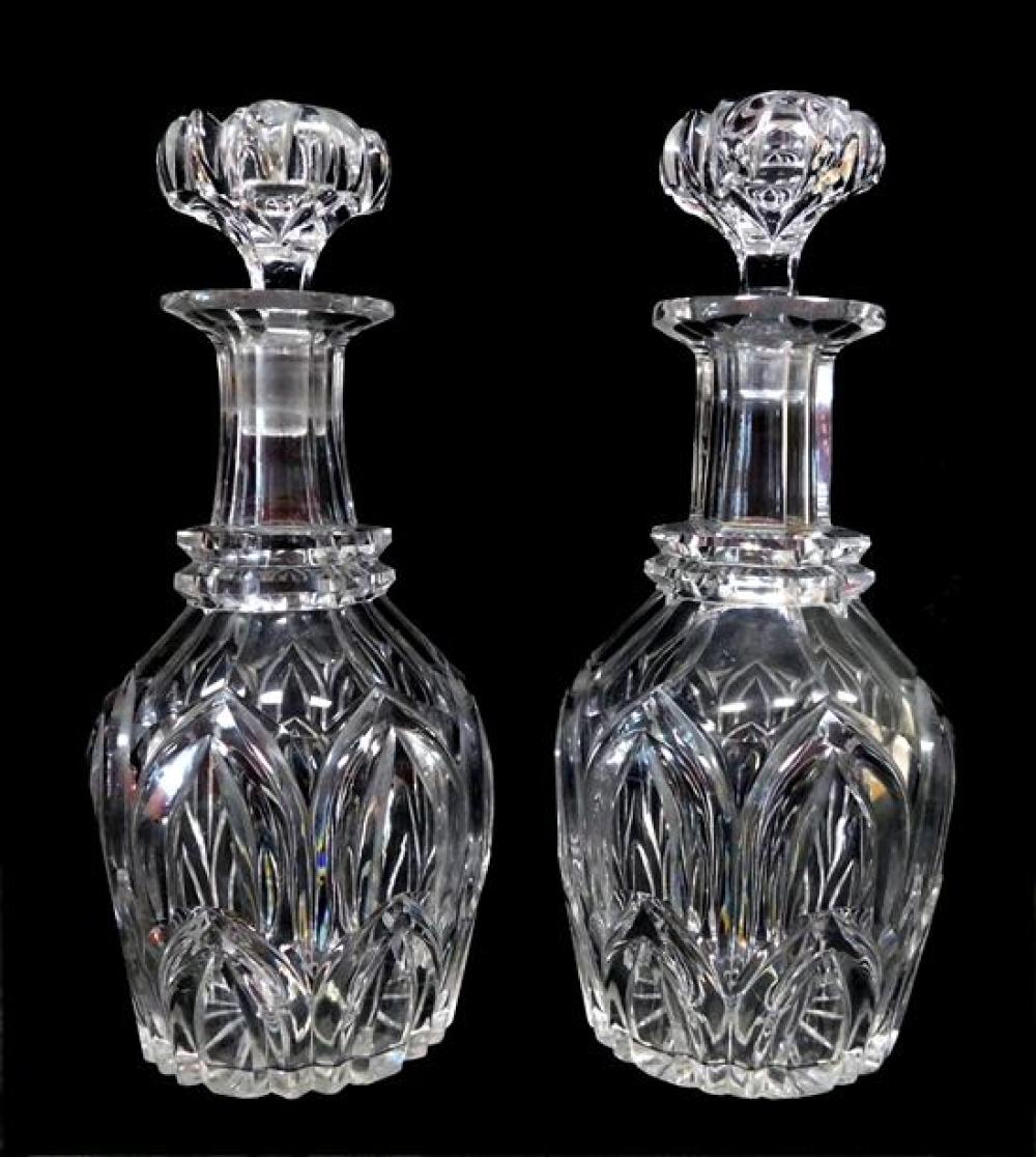 GLASS PAIR OF CLEAR DECANTERS  31ccd2