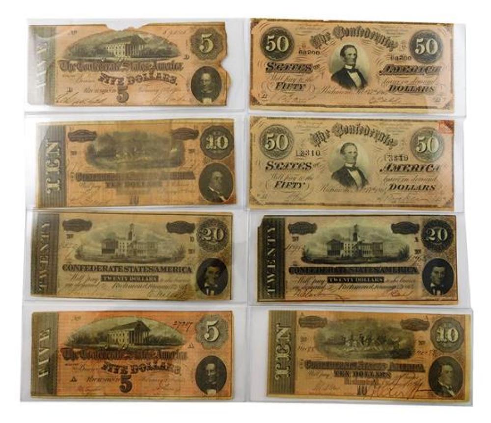  EIGHT CONFEDERATE BANK NOTES  31cccd
