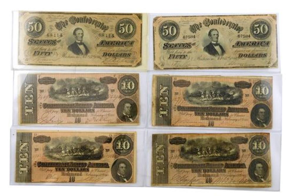  SIX CONFEDERATE BANK NOTES  31ccd9