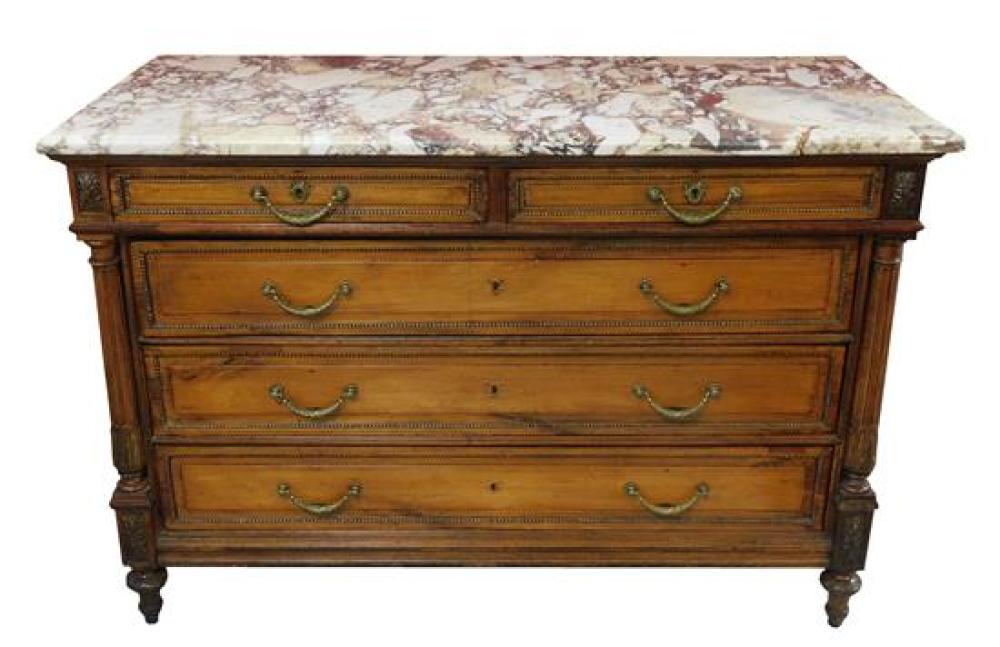 CONTINENTAL MARBLE TOP CHEST OF