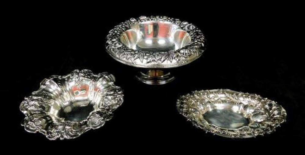 STERLING THREE REPOUSSE DISHES  31cd1f