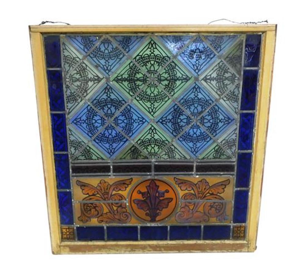 LEADED STAINED GLASS PANEL, LATE 19TH/