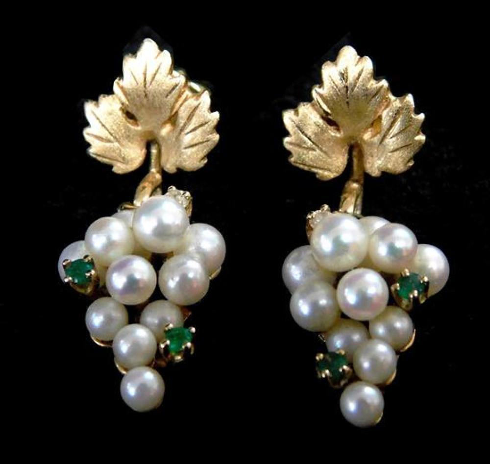 JEWELRY: PAIR OF 14K PEARL AND