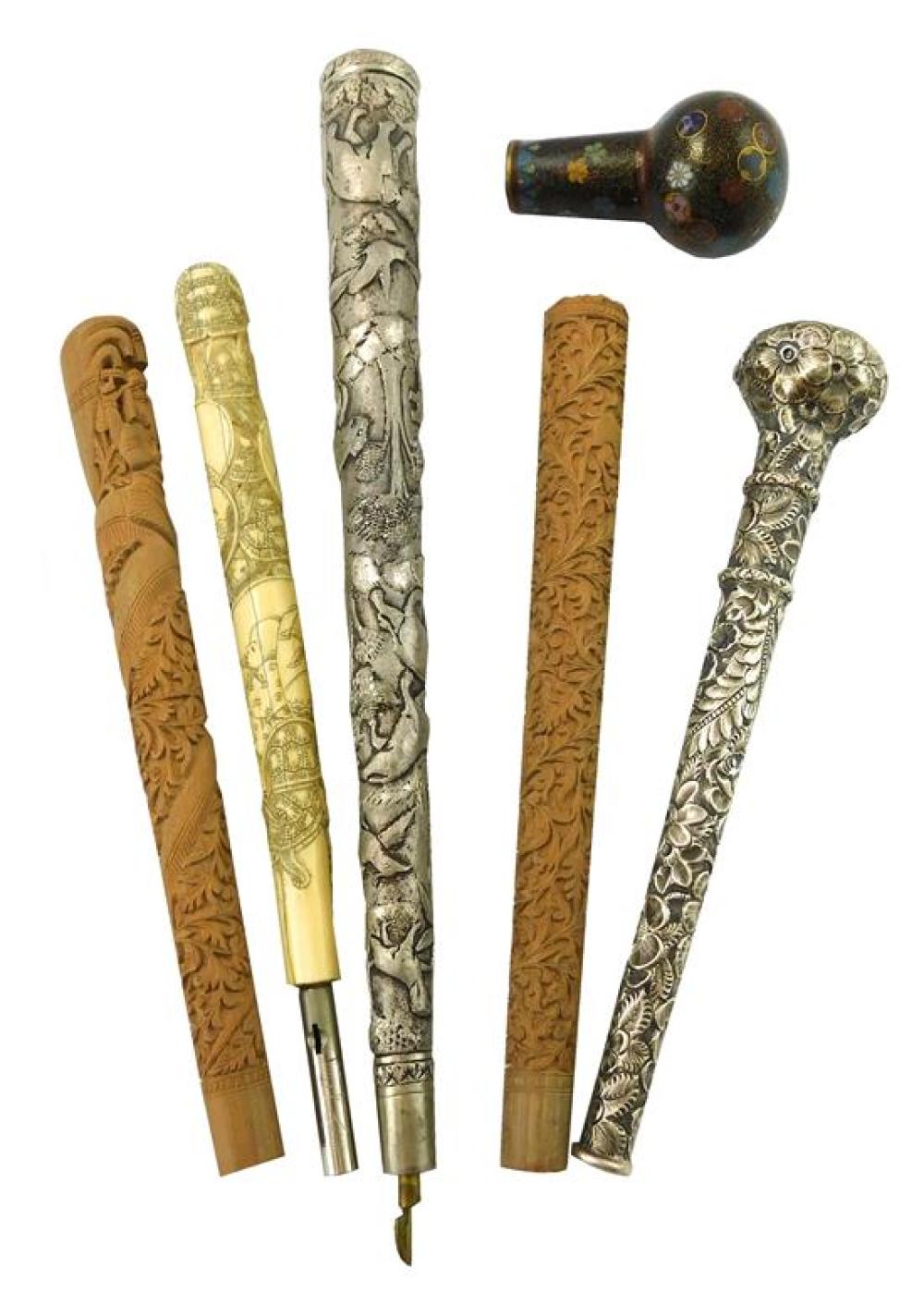 ASIAN: SIX ASSORTED PARASOL/CANE