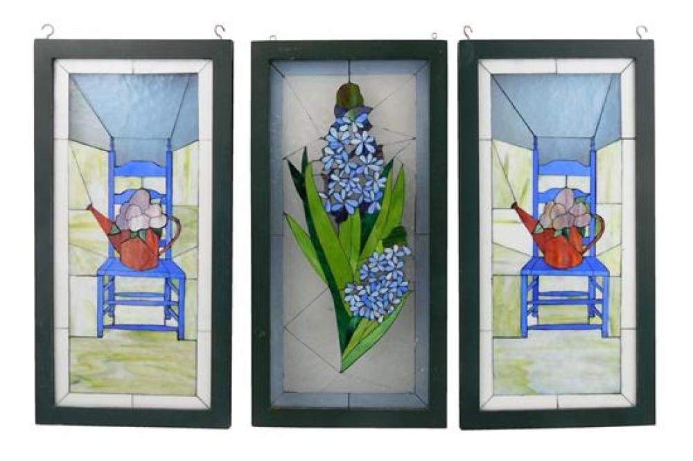 THREE CONTEMPORARY STAINED GLASS 31cd7a