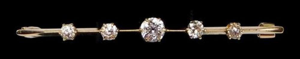 JEWELRY: 14K ANTIQUE DIAMOND BAR