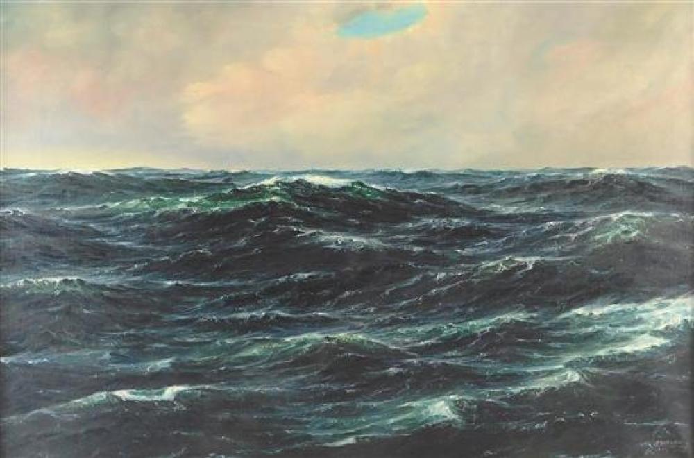 20TH C. SEASCAPE, OIL ON CANVAS,