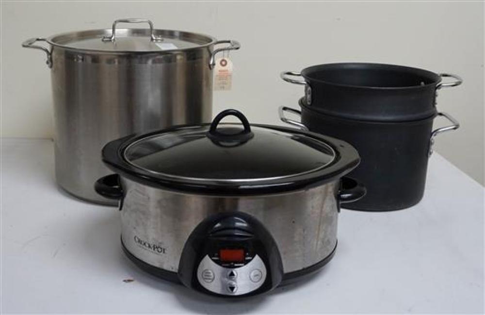 CROCK POT, ALL-CLAD POT AND A NON-STICK