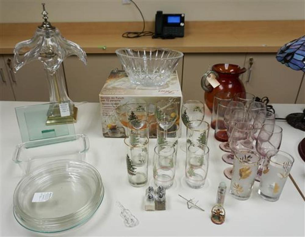 GROUP WITH GLASS PUNCH SET, A GLASS