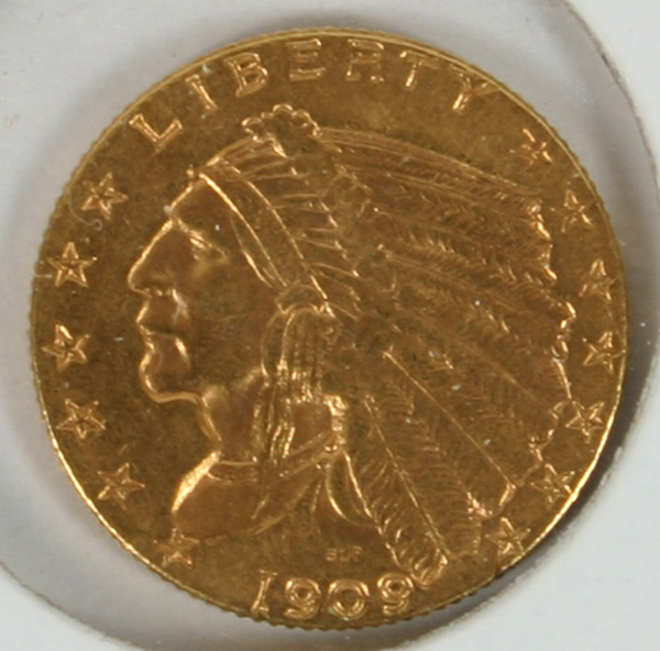 1909 2 1 2 Indian Head Gold Coin  4feee