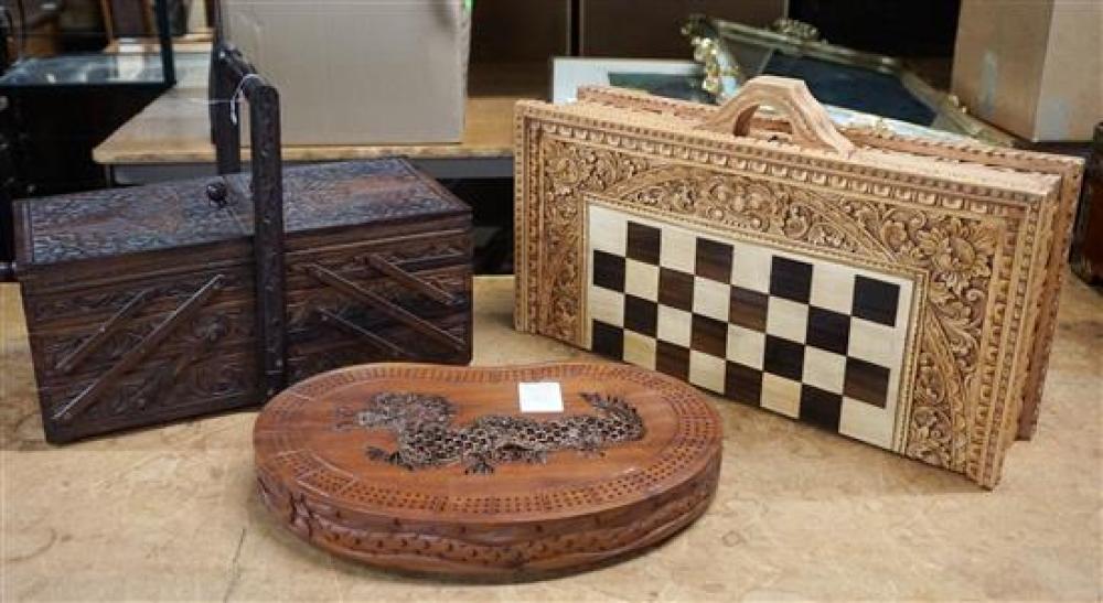 CHINESE CARVED FRUITWOOD GAMEBOARD,