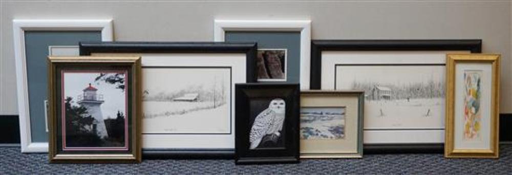 EIGHT FRAMED WORKS OF ART LARGEST  31f616