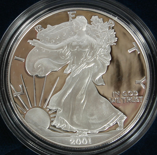 Five 2001 US Mint American Silver