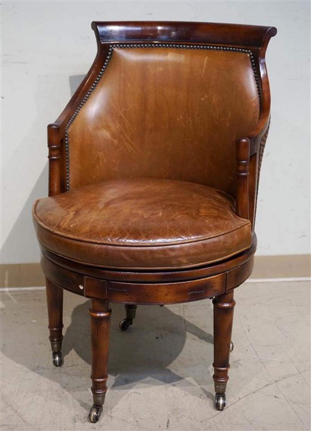 REGENCY STYLE MAHOGANY BROWN LEATHER 31f667