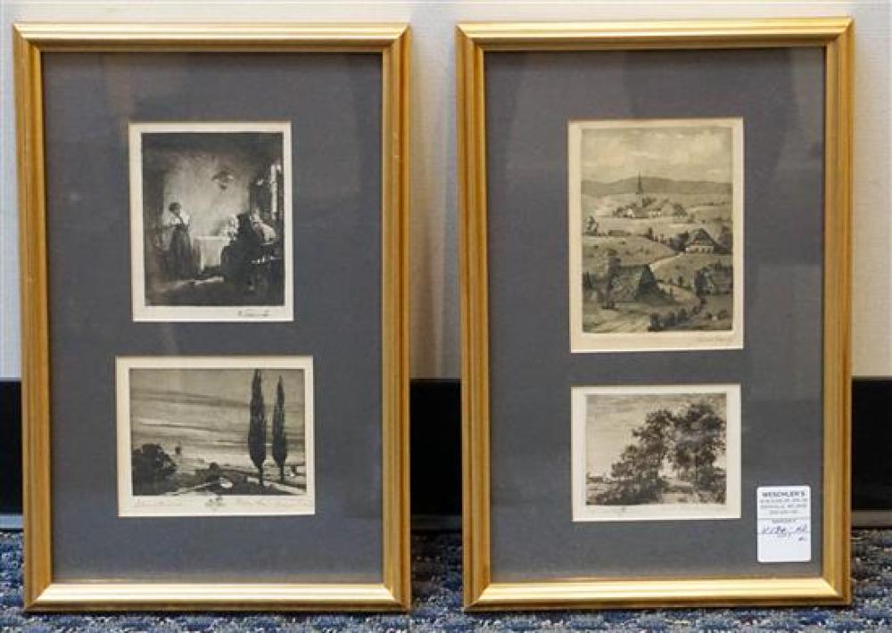 FOUR ENGRAVINGS AND ETCHINGS (FRAMED