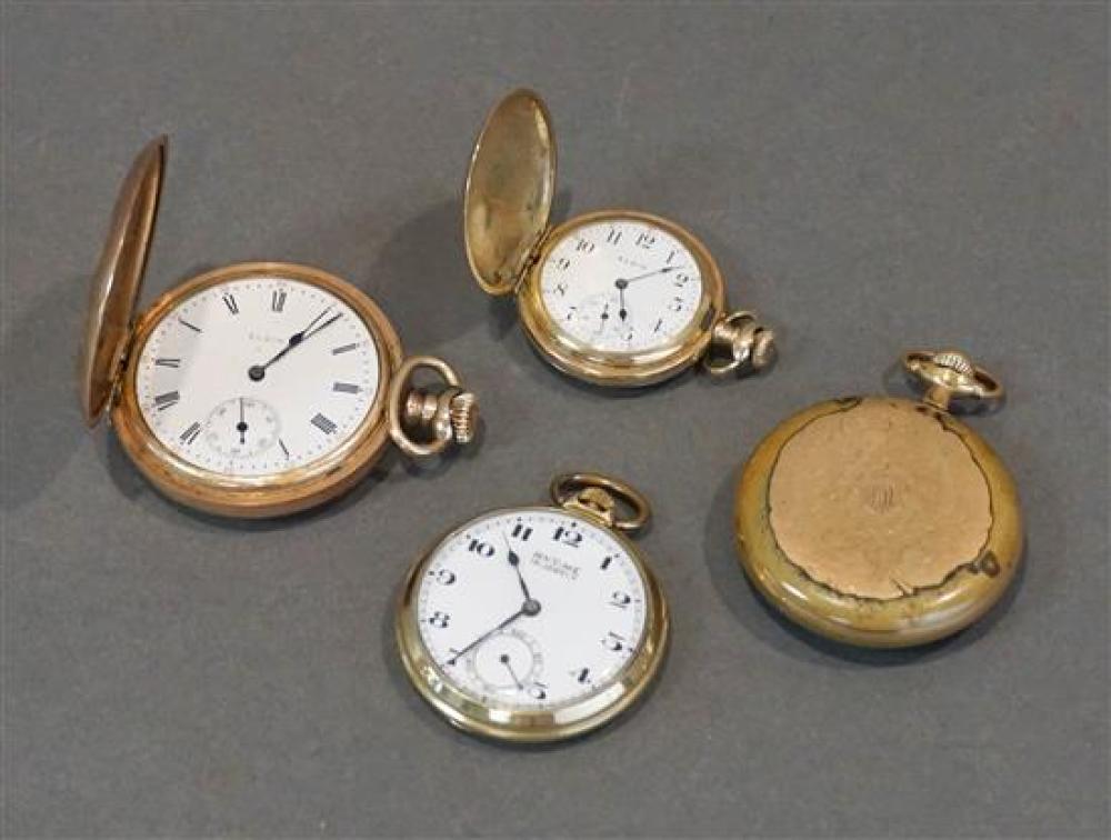 FOUR GOLD-FILLED POCKET WATCHES,
