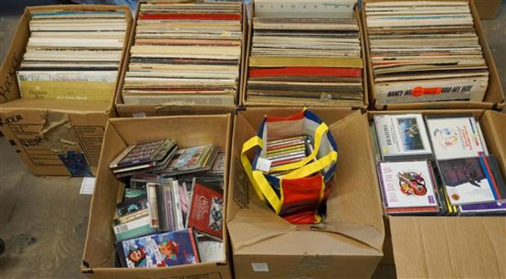 EIGHT BOXES OF RECORDS AND CDSEight