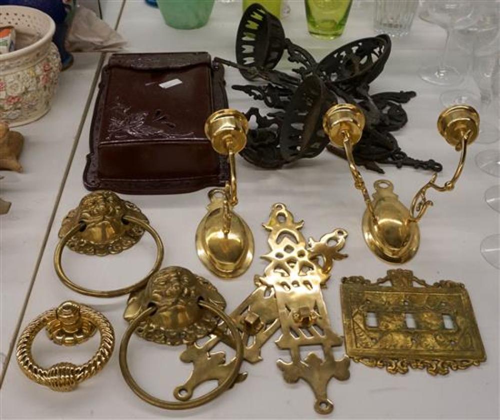 COLLECTION OF BRASS AND IRON SCONCES,