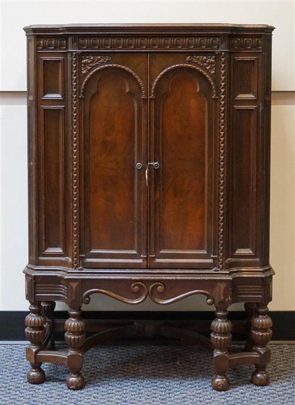 JACOBEAN STYLE MAHOGANY SIDE CABINETJacobean