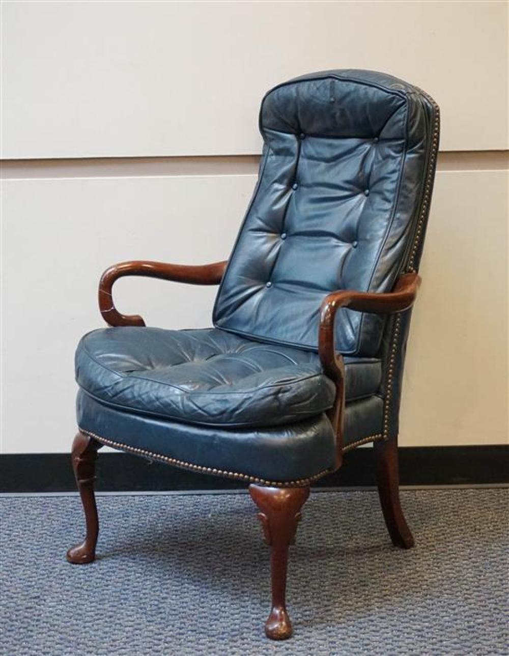 QUEEN ANNE STYLE CHERRY BLUE LEATHER 31f7bd
