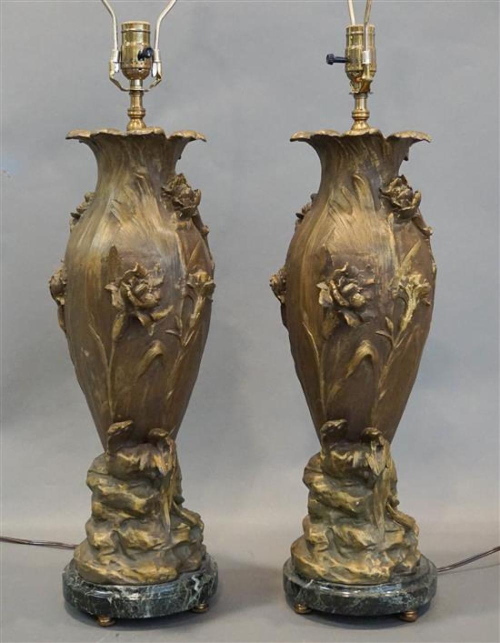 PAIR OF ART NOUVEAU STYLE PATINATED