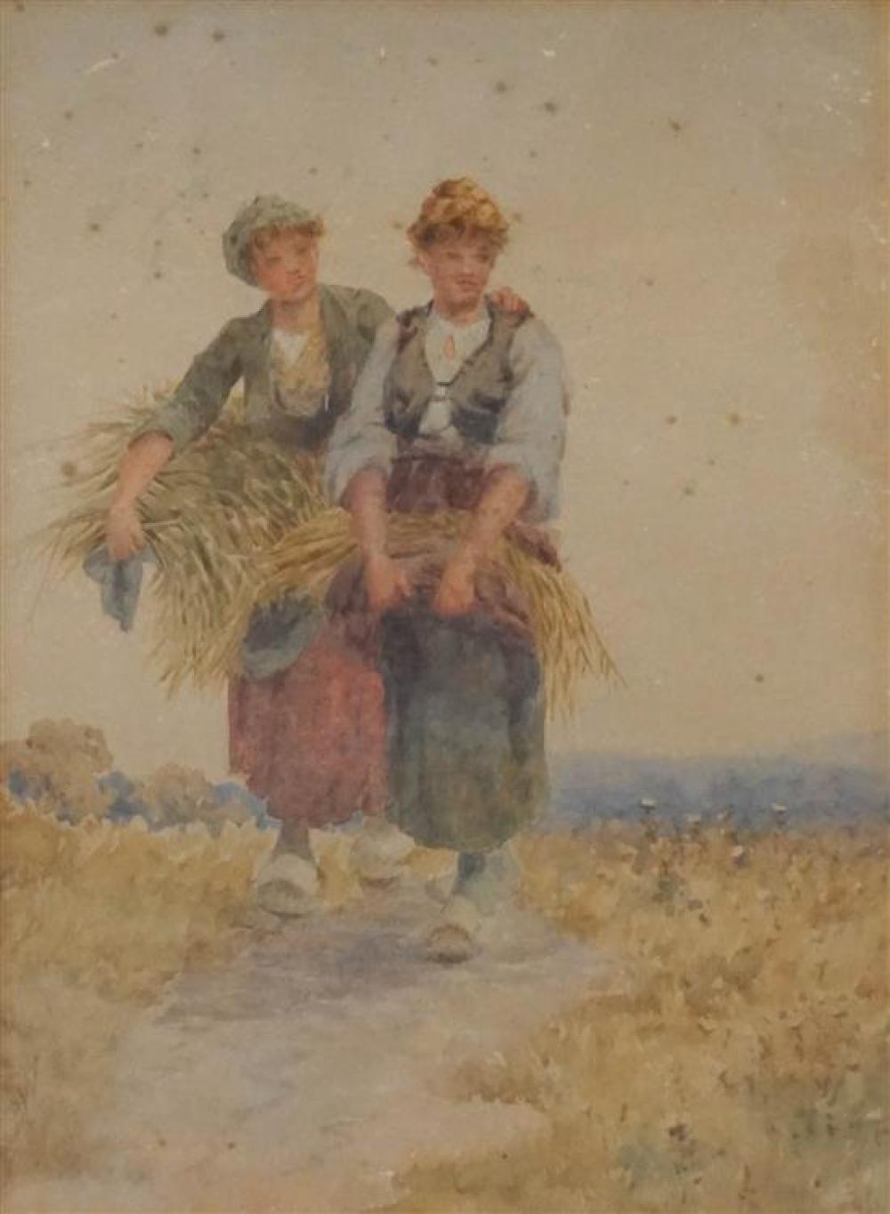 AMERICAN SCHOOL, TWO WOMEN HARVESTING