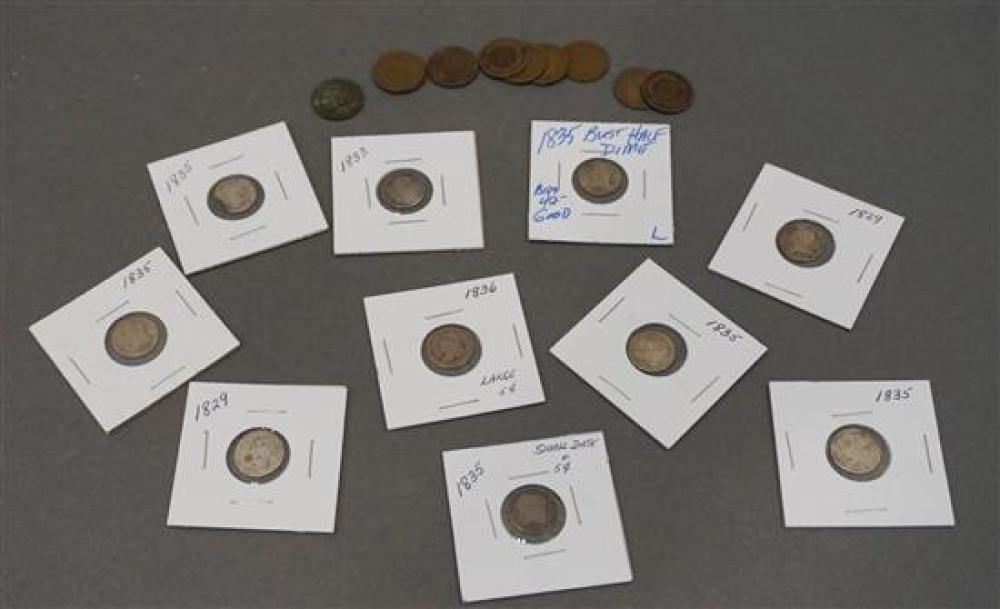 TEN US CAPPED BUST HALF DIMES AND
