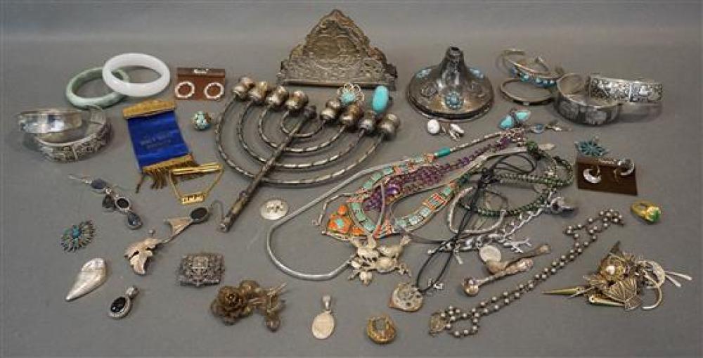 COLLECTION OF SILVER, COSTUME JEWELRY