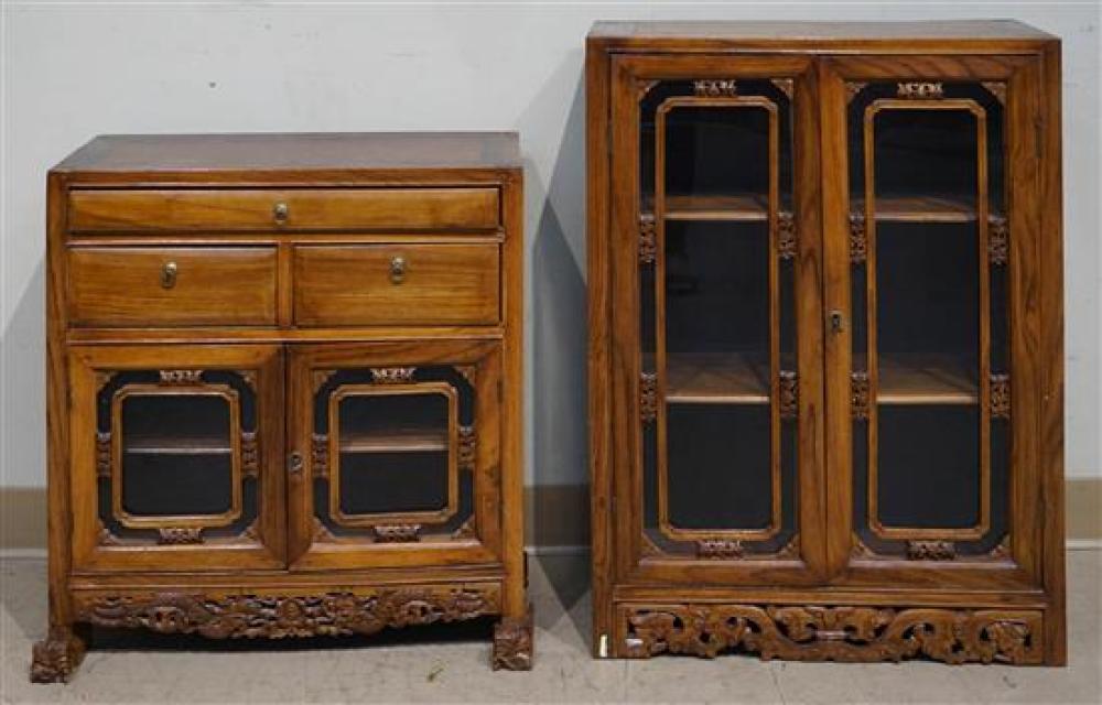 TWO CHINESE CARVED HARDWOOD SIDE